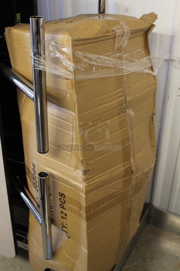 BRAND NEW SCRATCH AND DENT! National Public Seating MTS1216-MDPECR 12' Mobile MDF Gray Folding Cafeteria Table. Comes w/ 16 BRAND NEW IN BOX Seats - Image 5 of 5