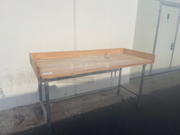 Clean! Wooden Bakery Table With Edges NSF Very Clean Top - Image 1 of 10