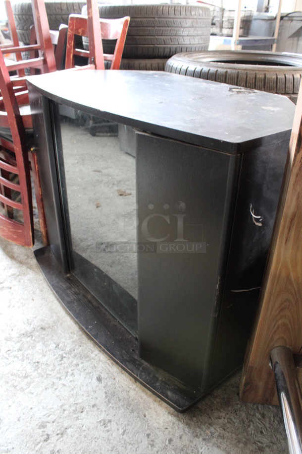 Black Wood Pattern TV Stand w/ Front Glass Pane. 36x22x28 - Image 3 of 4
