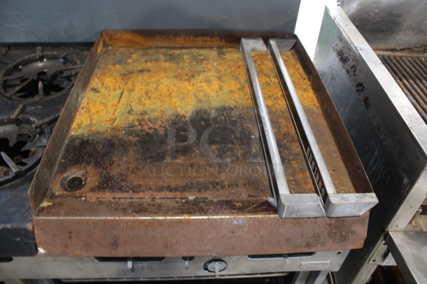 Garland Stainless Steel Commercial Propane Gas Powered 6 Burner Range w/ Flat Top Griddle, 2 Ovens, Over Shelf and Back Splash. Oven Doors and Door Handles Are Not Attached. Unit Appears To Have Been In The Process of Being Refurbished. 60x32x58 - Image 4 of 6