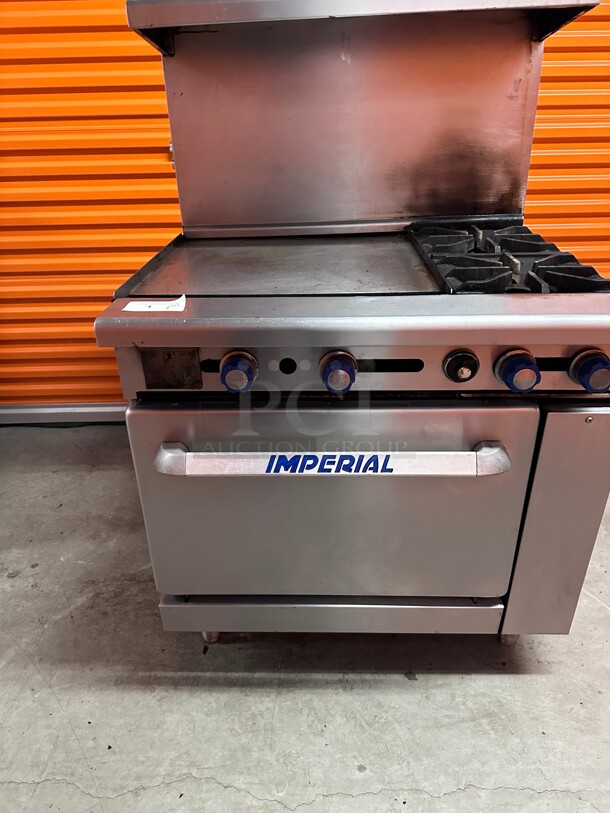 Working! Imperial Range Pro Series 2 Burner Gas Range w/ 24 inch Manual Griddle Features a standard oven base NSF Tested and Working! - Image 2 of 9