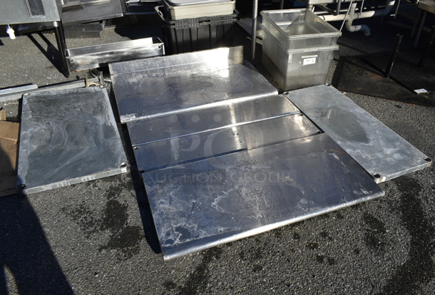 ALL ONE MONEY! Lot of 4 Stainless Steel Tabletops and 2 Under Shelves. Includes 48x30x6.5 tabletop - Image 1 of 7