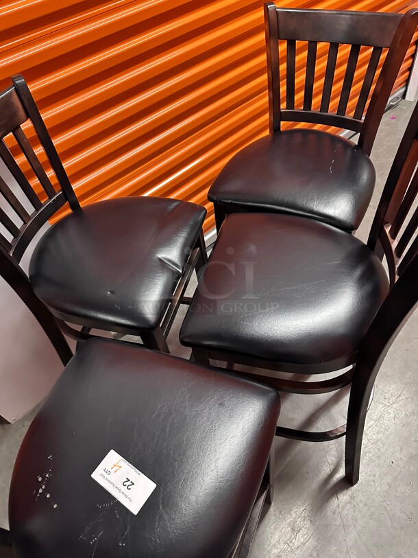 Clean! Classic Luxury Wooden Upholstered Black Leather Dining Chair Heavy Duty  - Image 2 of 6