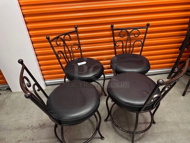 Clean! Classic Luxury Metal Upholstered Black Leather Dining Chair Heavy Duty  - Image 1 of 10