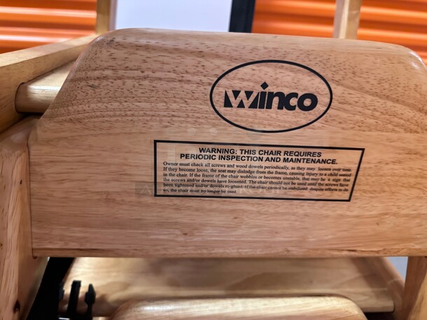 Clean! Winco CHH-104 28 inch Stackable Wood High Chair w/ Waist Strap, Maple - Image 4 of 8