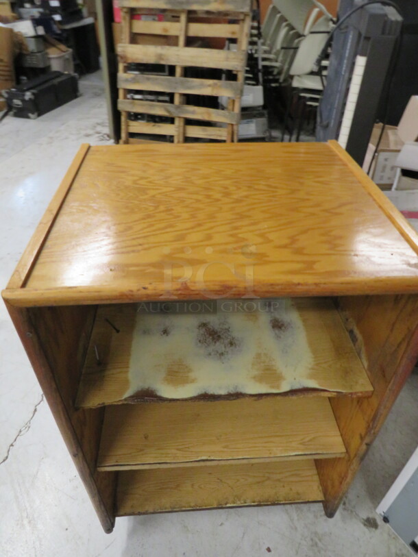 One Wooden Shelving Unit/Hostess Stand, With 4 Shelves. 26X24X38 - Image 2 of 3