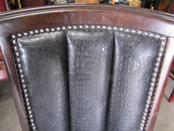 Wooden Chair With Black Cushioned Seat And Back, With Nail Head Trim. 2XBID - Image 2 of 3