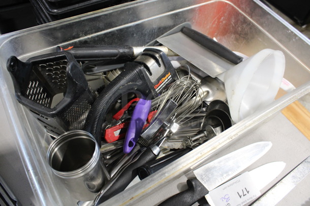 ALL ONE MONEY! Lot of Various Utensils Including Whisk and Dough Divider in Clear Poly Bin! - Image 4 of 4