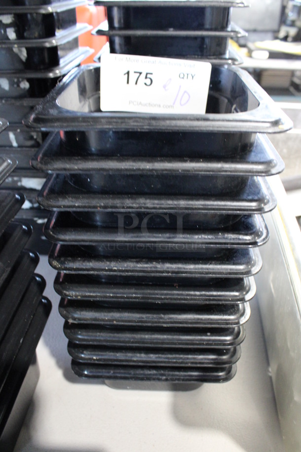ALL ONE MONEY! Lot of 12 Cambro Black Poly 1/6 Size Drop In Bins! 1/6x2 - Image 1 of 3