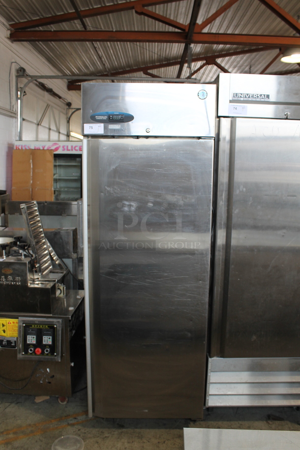 Hoshizaki CF1B-FS Stainless Steel Commercial Single Door Reach In Freezer w/ Metal Pan Rack. 115 Volts, 1 Phase. Tested and Working! - Image 1 of 4