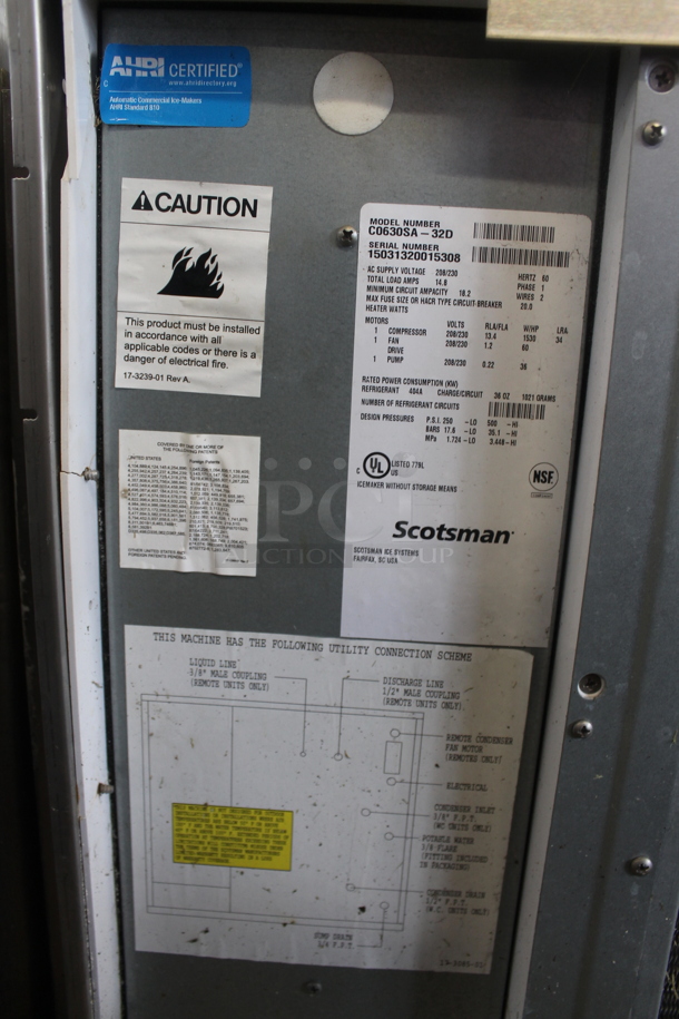 2015 Scotsman Prodigy C0630SA-32D Stainless Steel Commercial Ice Machine Head. 208/230 Volts, 1 Phasee.  - Image 9 of 9