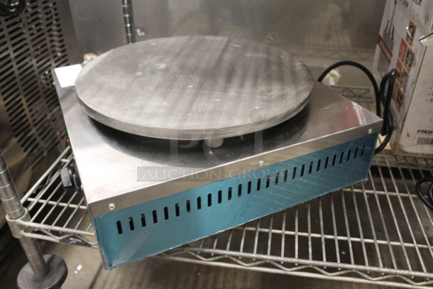 LIKE NEW! Carnival King 382CM16A Commercial Stainless Steel Electric Countertop Crepe Maker With Cast Iron Plate And  Metal T Spreader. 120V. Tested And Working! - Image 5 of 7