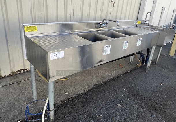 Krowne Three Compartment Bar Sink (18-63C)
with Silver Series 18" Blender Dump Sink Add On (18-18BD) - Image 2 of 5