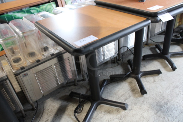 Wood Pattern Dining Table w/ Black Rim on Black Metal Table Base. Stock Picture - Cosmetic Condition May Vary. 24x20x30 - Image 3 of 4