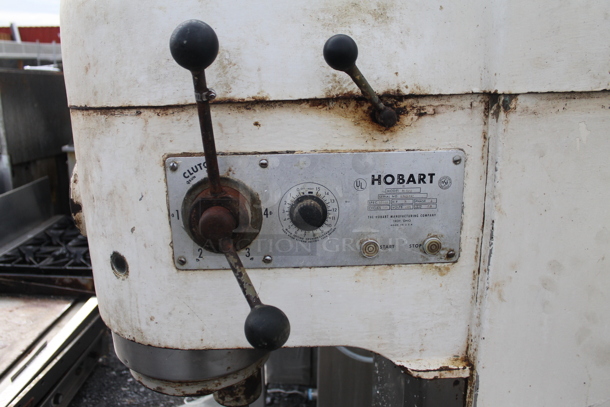 Hobart M-802 Metal Commercial Floor Style 80 Quart Planetary Dough Mixer w/ Stainless Steel Mixing Bowl, Dough Hook and 2 Paddle Attachments. 208 Volts, 3 Phase.  - Image 3 of 8