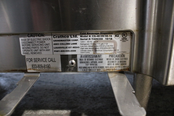 2018 Crathco Model CS-4E/2D/3D-16 Stainless Steel Commercial Countertop 4 Hopper Refrigerated Drink Machine. 120 Volts, 1 Phase. 21x18x28. Tested and Working! - Image 6 of 8