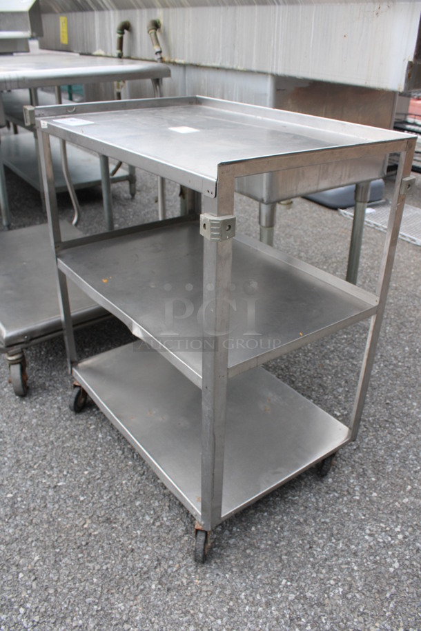 Metal 3 Tier Cart w/ Push Handle on Commercial Casters. 30x18x32.5 - Image 2 of 4