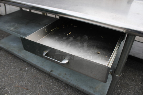 Stainless Steel Commercial Table w/ Vegetable Slicer Mount, Drawer and 2 Metal Undershelves. 72x30x34 - Image 5 of 5