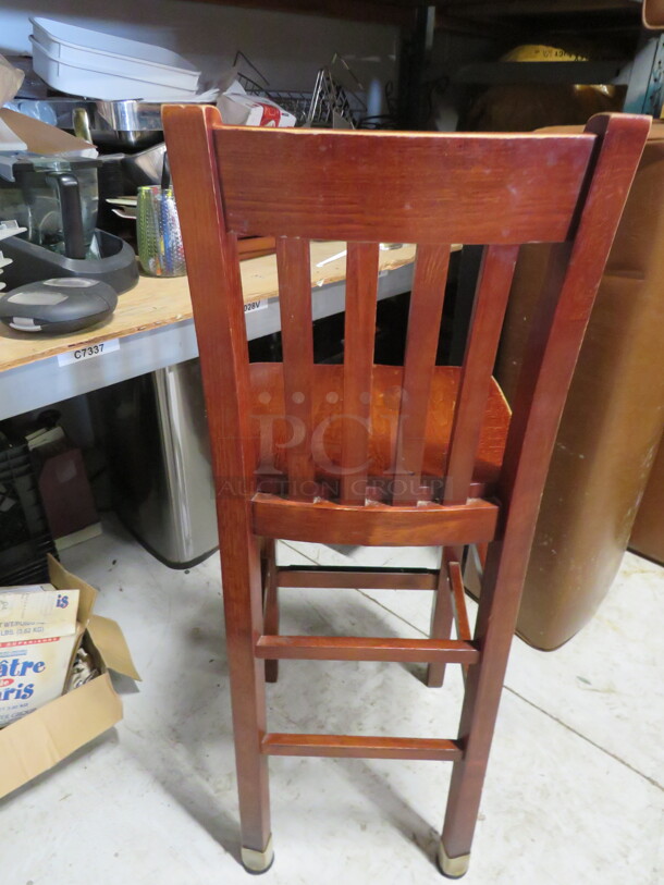 Wooden Schoolhouse Bar Height Chair With Footrest. 2XBID - Image 2 of 2