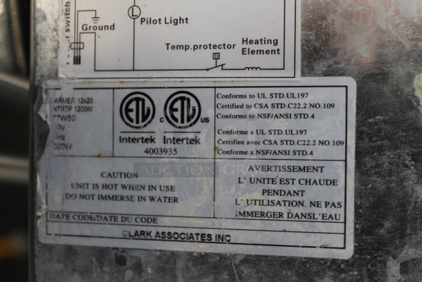 Avantco 177W50 Stainless Steel Commercial Countertop Food Warmer. 120 Volts, 1 Phase. Tested and Working! - Image 7 of 7