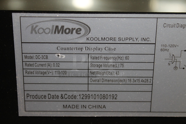 BRAND NEW SCRATCH AND DENT! KoolMore DC-3CB Metal Commercial Countertop Dry Display Case Merchandiser. 110-120 Volts, 1 Phase. - Image 9 of 9