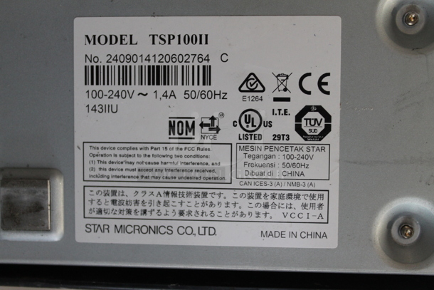 Star TSP100II Commercial Black Receipt Printer. 100-240V.  - Image 7 of 7