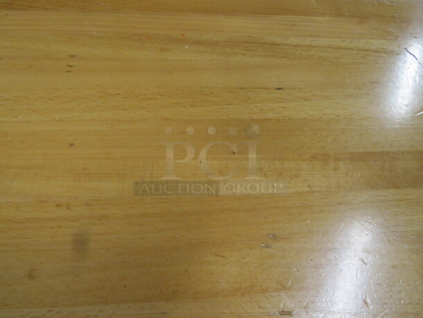 One Solid Wooden Butcher Block Table Top On A Dual Pedestal Base. 48X30X30 - Image 2 of 2