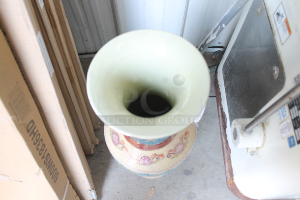 Ornate Multicolored Vase w/ Floral Motif Featuring a Bird in Flight. - Image 4 of 4