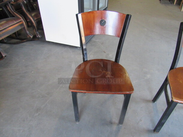 Metal Chair With Wooden Seat And Back. 4XBID