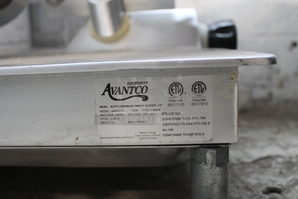 Avantco AMS0013 Stainless Steel Commercial Countertop Meat Slicer w/ Blade Sharpener. 120 Volts, 1 Phase. Tested and Working! - Image 8 of 8