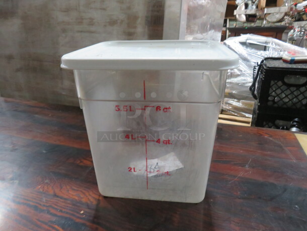 One 8 Quart Food Storage Container With Lid.