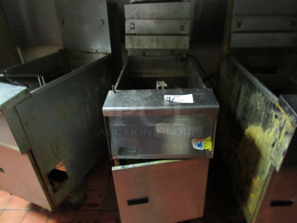 One SS Pitco Natural Gas Deep Fryer On Casters. 16X35X46