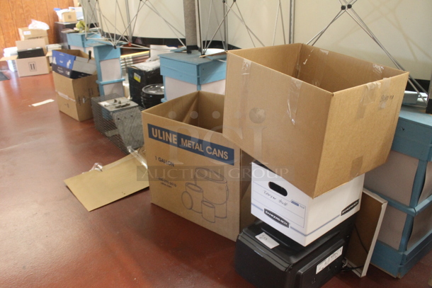 ALL ONE MONEY! MEGA LOT of Various Items Including Humane Metal Trap, Cardboard Boxes, CyberPower and Hammer. BUYER MUST REMOVE. - Image 2 of 6