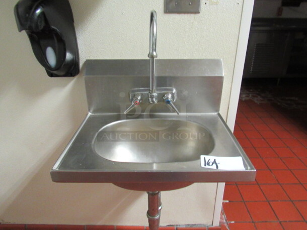 One 19X15 Stainless Steel Hand Sink With Faucet. BUYER MUST REMOVE.