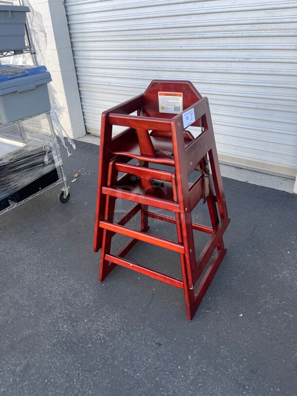 Clean! Youngstar Kids Stacking Restaurant Wood High Chair with Dark Finish NSF  - Image 3 of 8