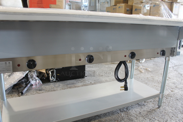 BRAND NEW SCRATCH AND DENT! KoolMore KM-OWS Stainless Steel Commercial Floor Style Electric Powered 4 Bay Steam Table w/ Under Shelf. 120 Volts, 1 Phase. Cannot Test Due To Plug Style - Image 8 of 11