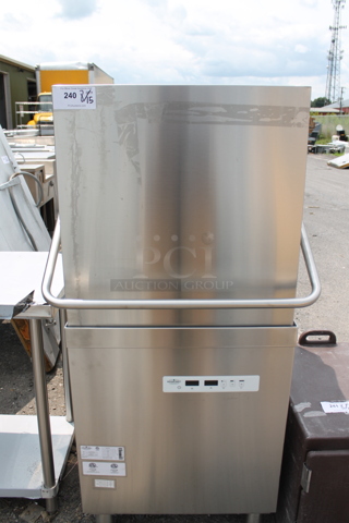 LIKE NEW! 2022 Mainstreet Equipment 541HTDT403 Stainless Steel Commercial Straight Pass Through Single Rack High-Temp Door-Type Dish Machine. 208-240 Volts, 1 Phase. Unit Has Only Been Used a Few Times! Tested and Working!