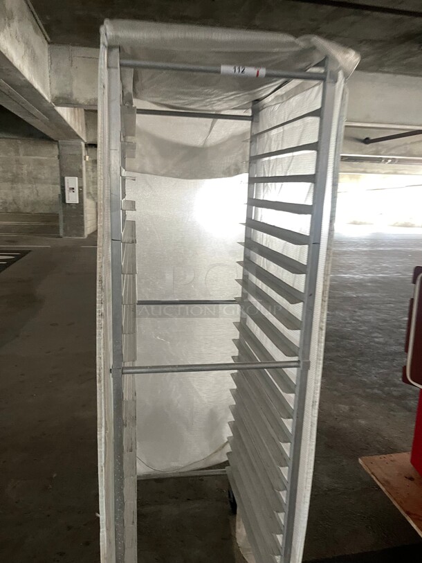 Clean! Regency 20 Pan End Load Stainless Steel Bun / Sheet Pan Rack With Cover NSF  - Image 2 of 8