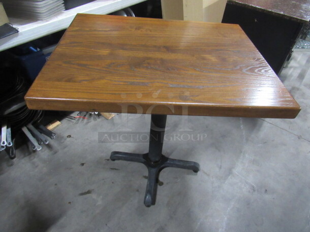 One 2 Inch Thick Solid Wood Table Top On A Pedestal Base. 30X24X30