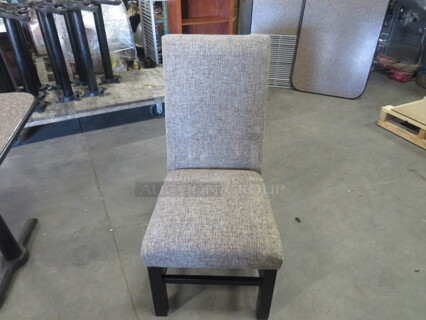 Wooden Chair With High Back Tweed Cushioned Seat And Back. 2XBID