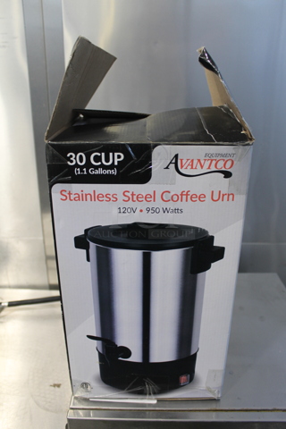 BRAND NEW IN BOX! Avantco Stainless Steel Coffee Urn.