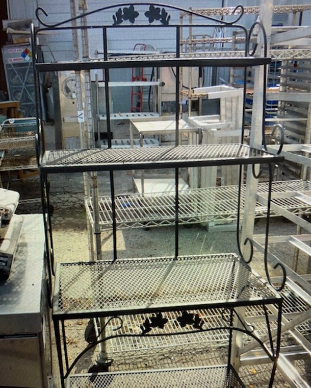 One Black Metal 4 Shelf Bakers Rack. 31X18X65 - Image 1 of 1