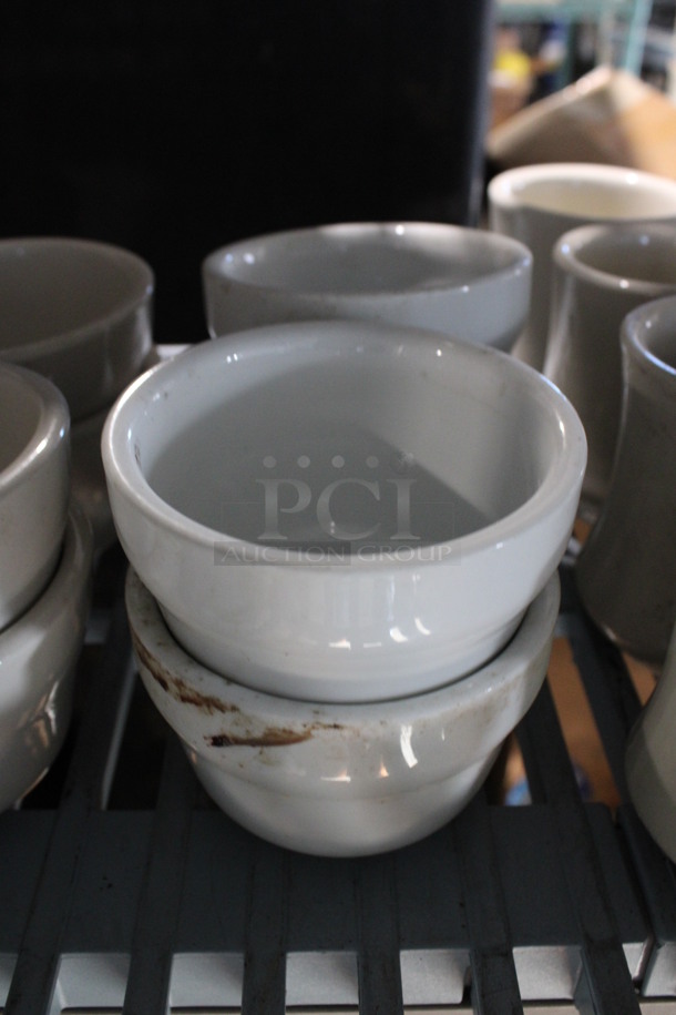5 White Ceramic Bowls. 4x4x2.5