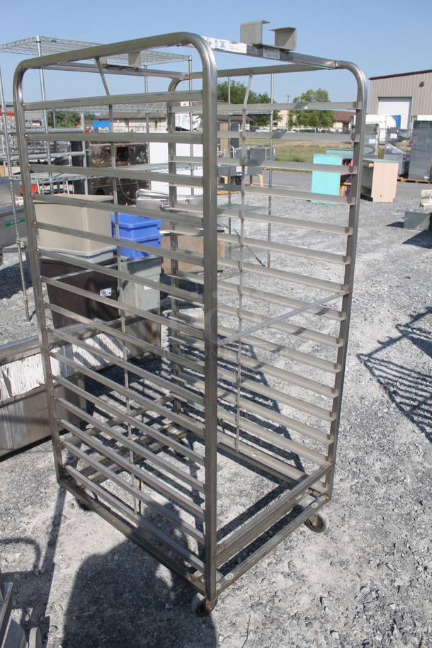 BRAND NEW! Metal Commercial Pan Transport Rack w/ Top Guide Rail for Rack Oven on Commercial Casters.  - Image 2 of 5