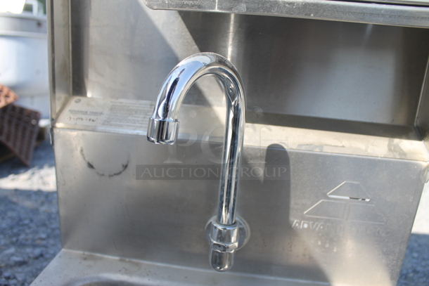 BRAND NEW! Advance Tabco Stainless Steel Commercial Single Bay Wall Mount Sink w/ Faucet and Cabinet. - Image 8 of 12