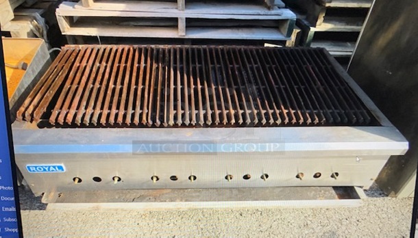 One Royal Natural Gas Charbroiler. 48X30X14. No Knobs. - Image 1 of 2