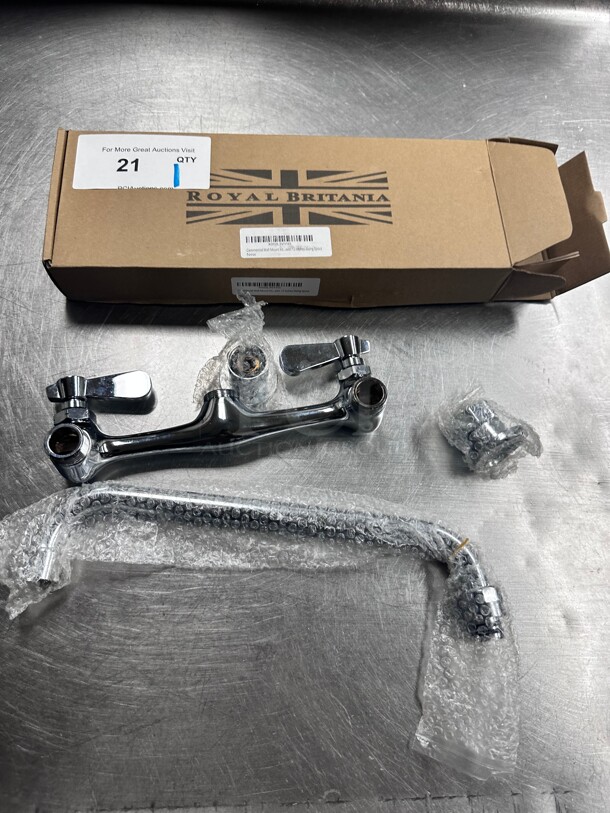 New! Royal Britania Commercial 12 inch Wall Mounted Swing Spout Swivel Faucet with 8 inch Centers - Image 4 of 10
