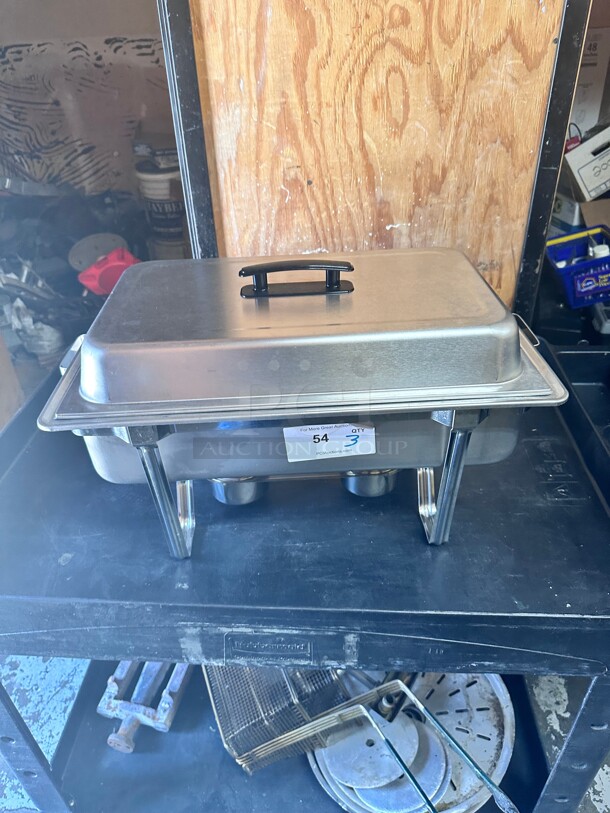 Clean! Choice Economy 8 Qt. Full Size Stainless Steel Chafer with Folding Frame NSF  - Image 1 of 4