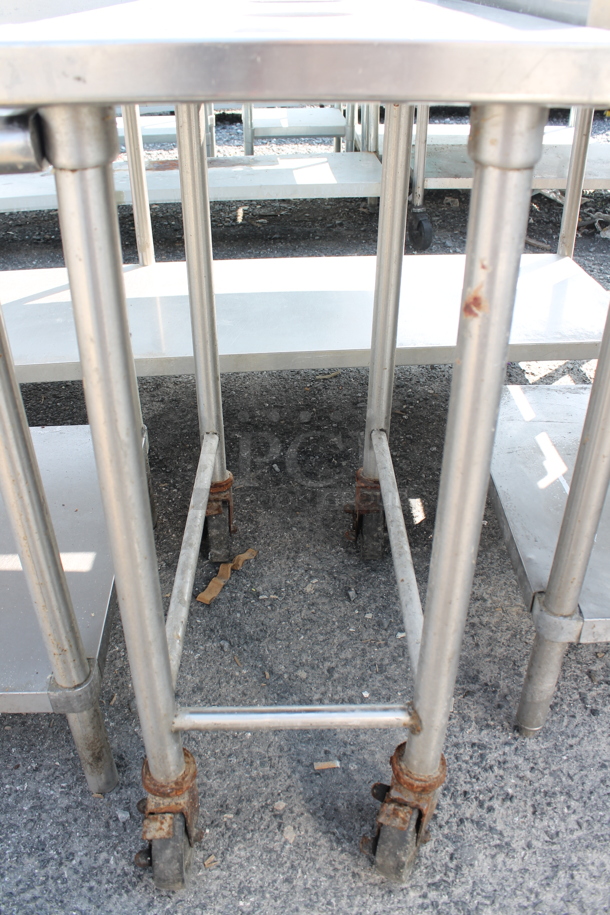 Stainless Steel Commercial Table w/ Back Splash and Under Shelf on Commercial Casters. - Image 3 of 4