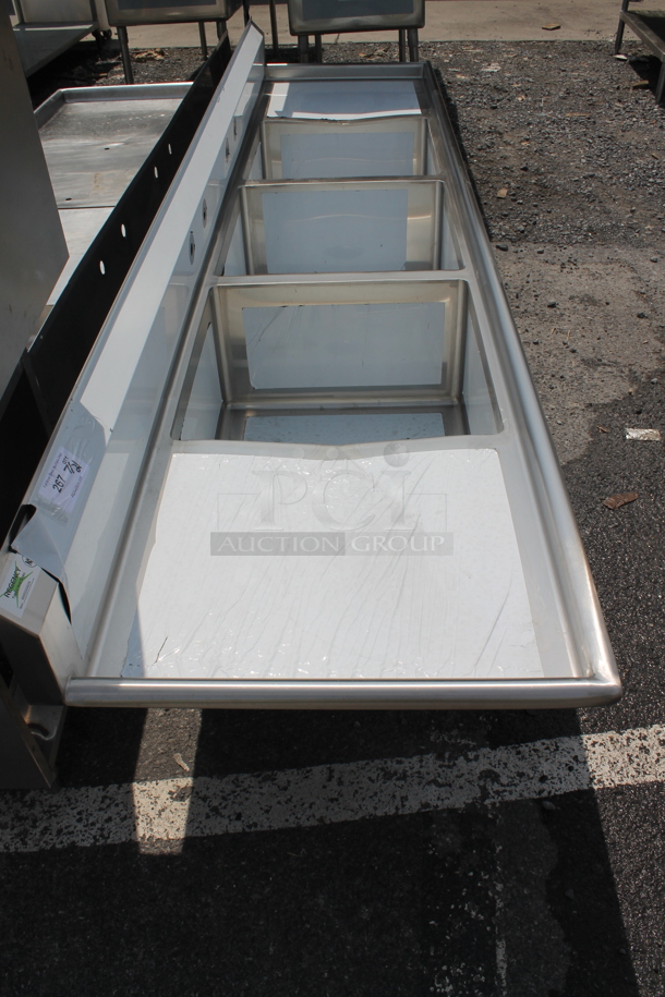 BRAND NEW SCRATCH AND DENT! Regency 600S32424224 124" 16-Gauge Stainless Steel Three Compartment Commercial Sink with 2 Drainboards. Bays 24x24x12. Drain Boards 22x26x1 - Image 10 of 11